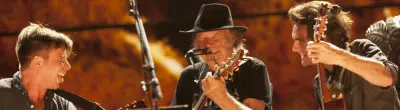 Neil Young & Lukas Nelson & Micah Nelson at Farm Aid 2014
