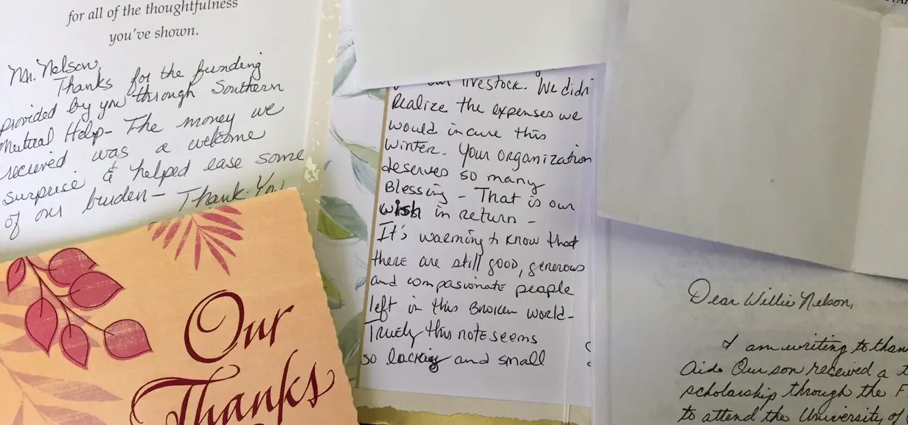 thank you letters and cards to farm aid