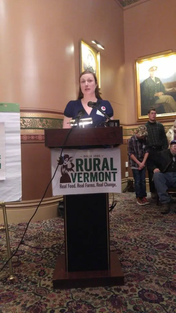 Stephanie speaking at Press Conference.