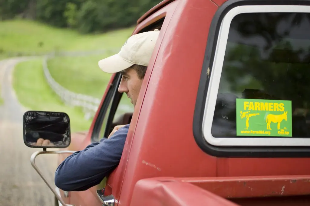 Mike in his pickup truck.