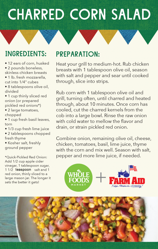 charred corn salad from farm aid