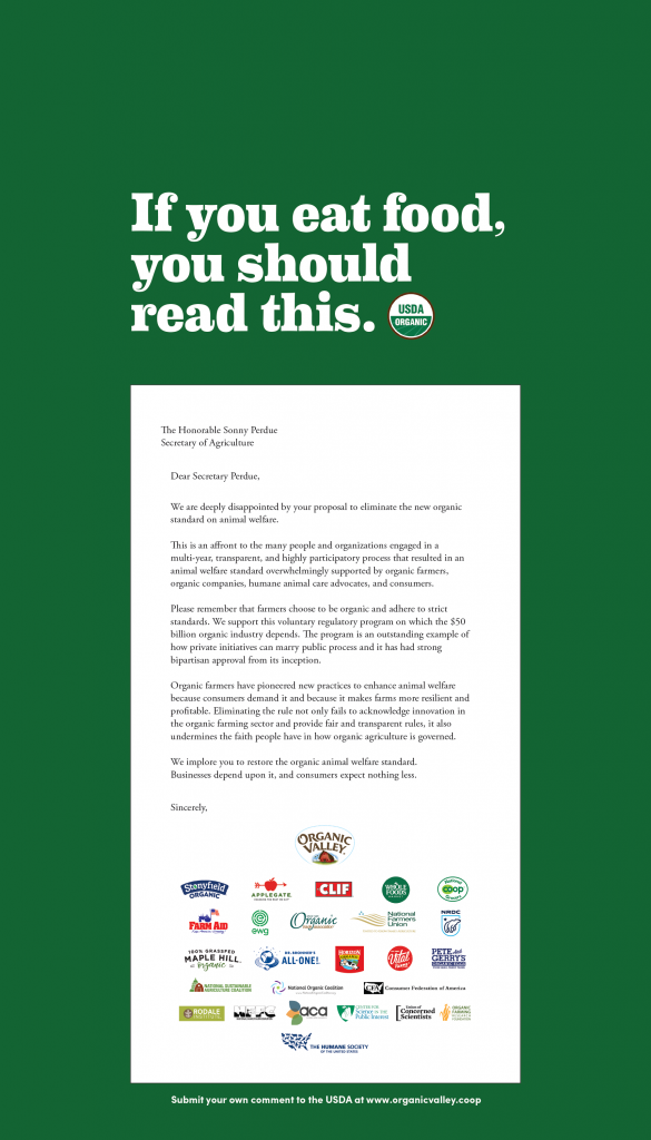 Organic Animal Welfare ad