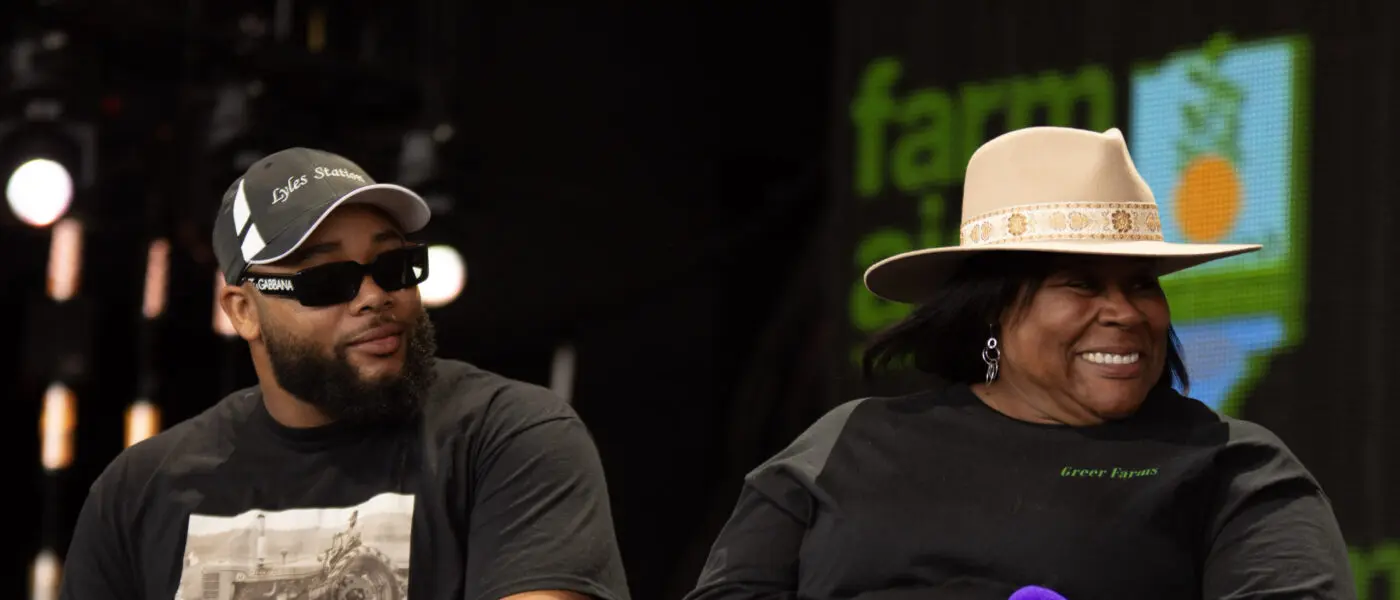 Farmers Denise Jamerson and DeAnthony Jamerson at Farm Aid 2023. Photo © Brian Bruner / Bruner Photo