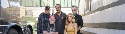 Farm Aid board artists at Farm Aid 2023. Neil Young, Dave Matthews, John Mellencamp, Willie Nelson and Margo Price. Photo © Scott Streble