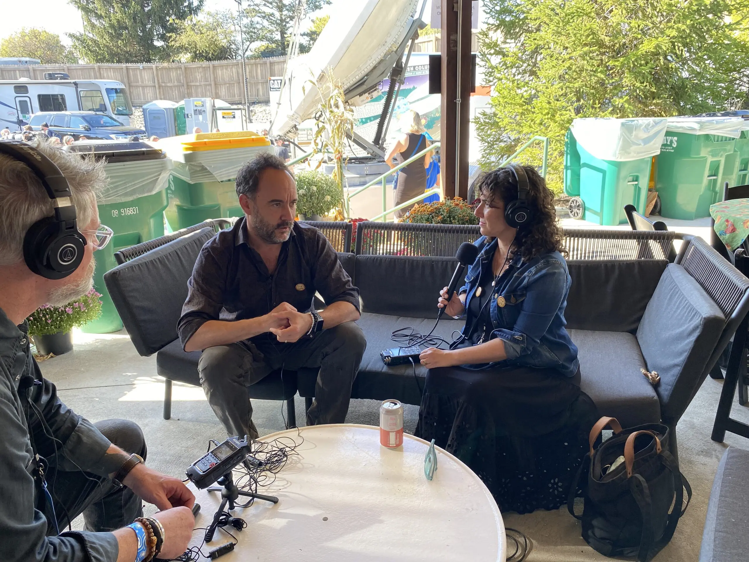 Dave Matthews recording an interview with Farm Aid staff members