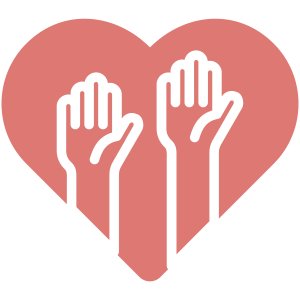 hands raised in heart volunteer icon