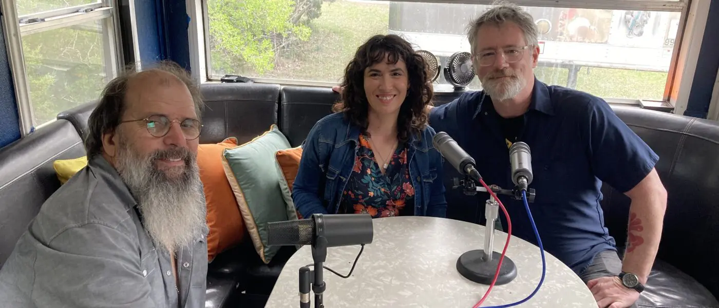 Steve Earle with Jessica Ilyse Kurn and Michael Stewart Foley for a recording of Against the Grain: The Farm Aid Podcast
