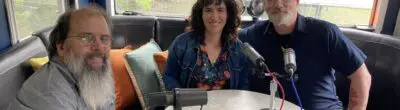 Steve Earle with Jessica Ilyse Kurn and Michael Stewart Foley for a recording of Against the Grain: The Farm Aid Podcast