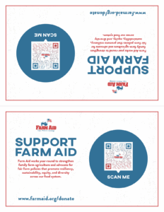 Support Farm Aid tent card