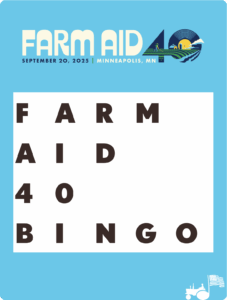 Farm Aid 40 Watch Party Bingo