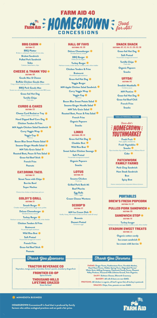 Farm Aid 40 HOMEGROWN Menu