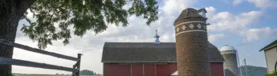 barn and brick silo