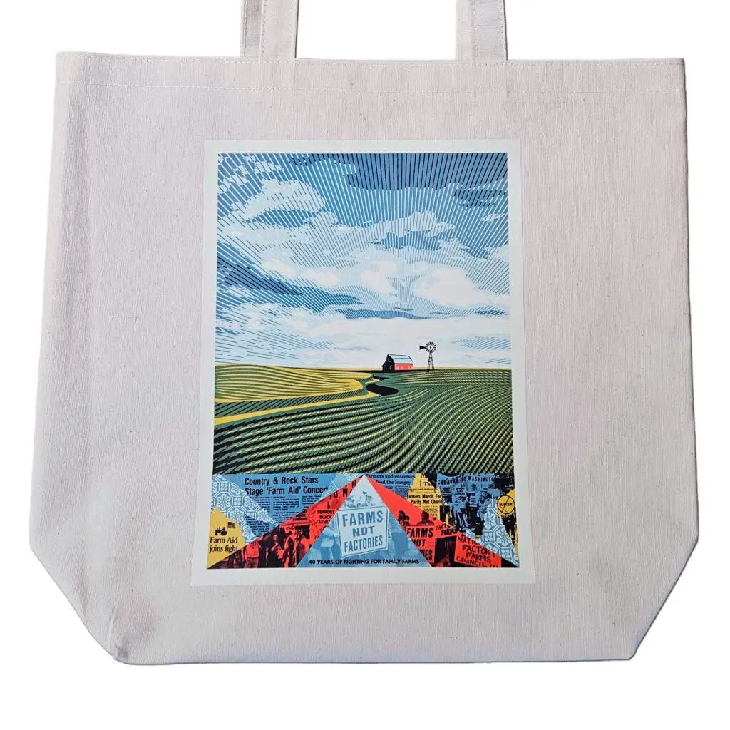 Art by Shepard Fairey on a tote bag