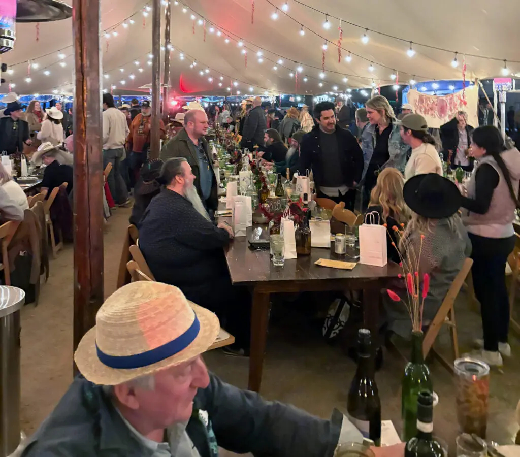 people enjoying a communal dinner