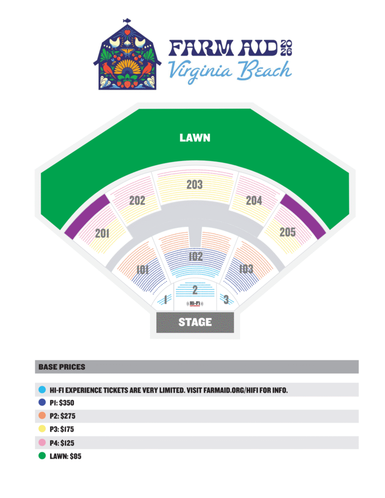 Farm Aid 2026 seating map