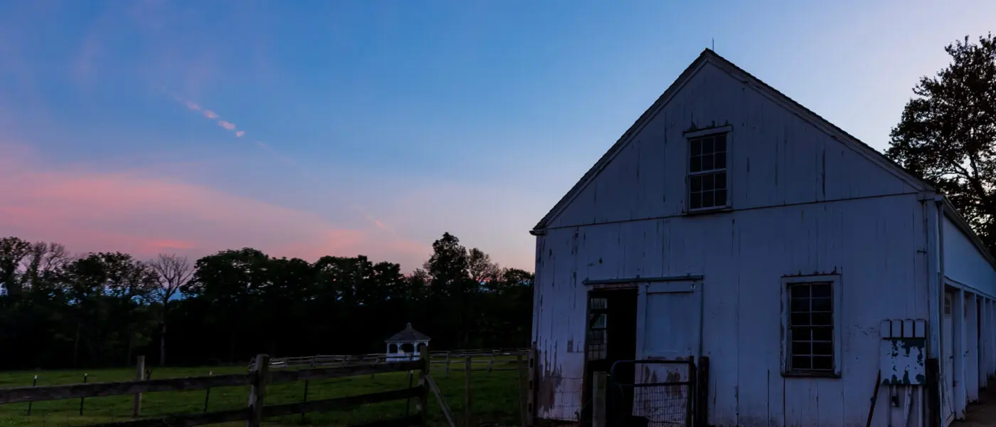 barn at dusk