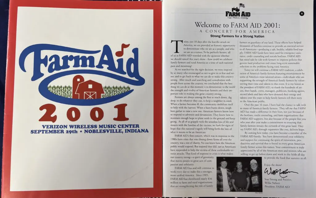 Farm Aid 2001 program book