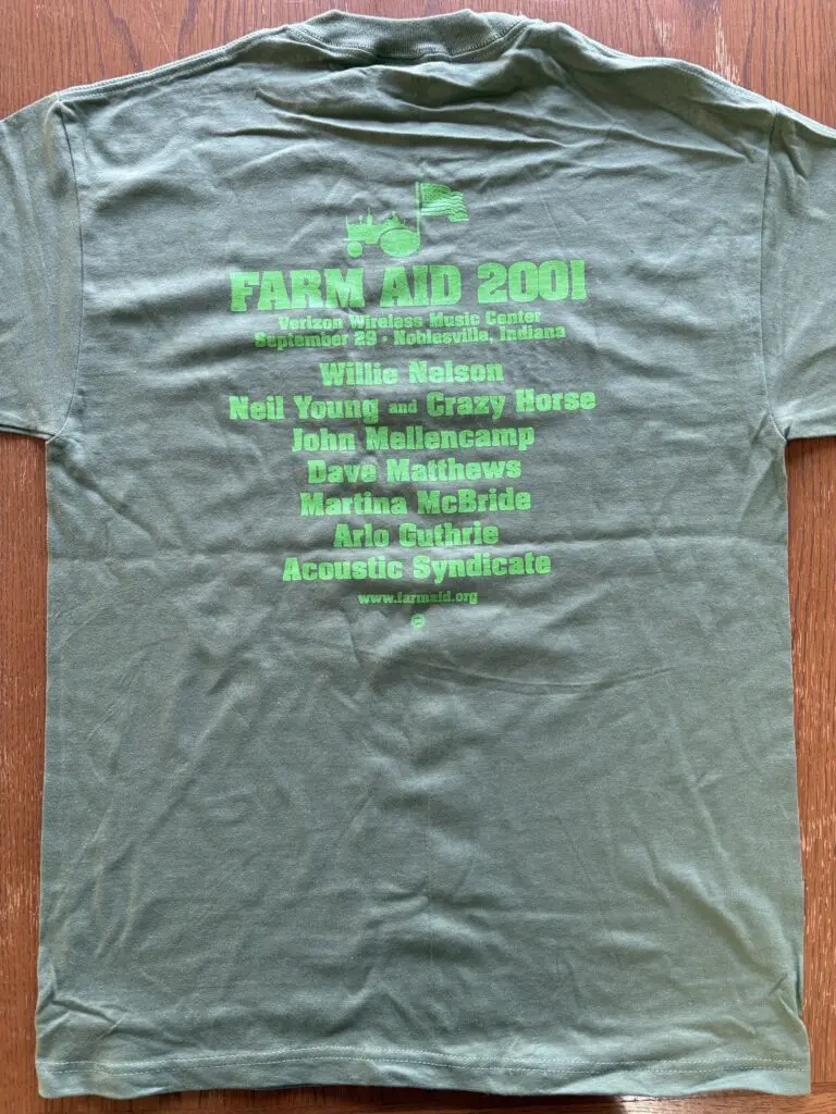 Farm Aid 2001 shirt back
