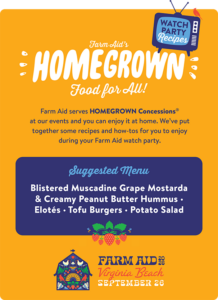 Farm Aid 2026 Watch Party Menu