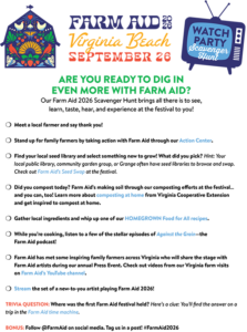 Farm Aid 2026 Watch Party Scavenger Hunt