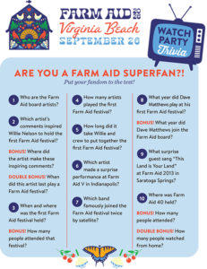 Farm Aid 2026 Watch Party Trivia