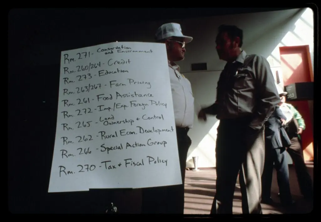 list of sessions on a white board