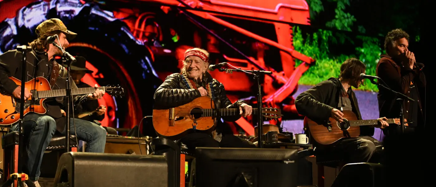 Willie Nelson and family performing at Farm Aid 2026