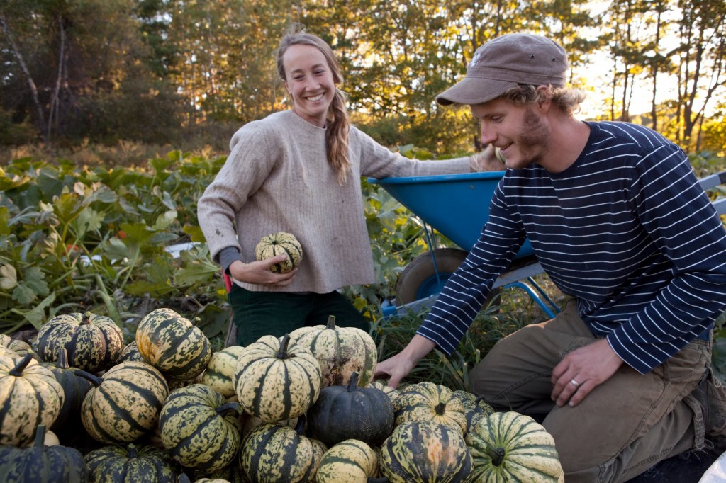 Two of MOFGA’s apprentices look over their bounty.