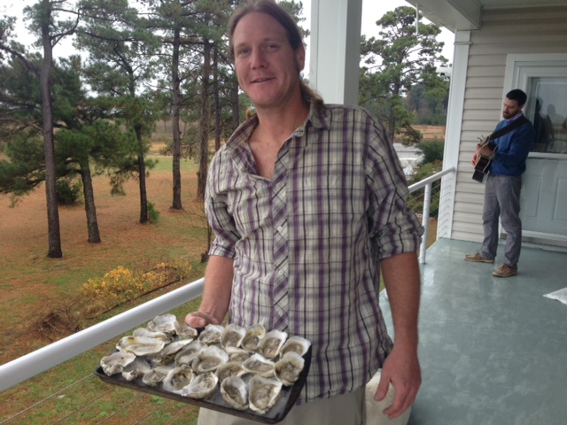 Daniel with his oysters.