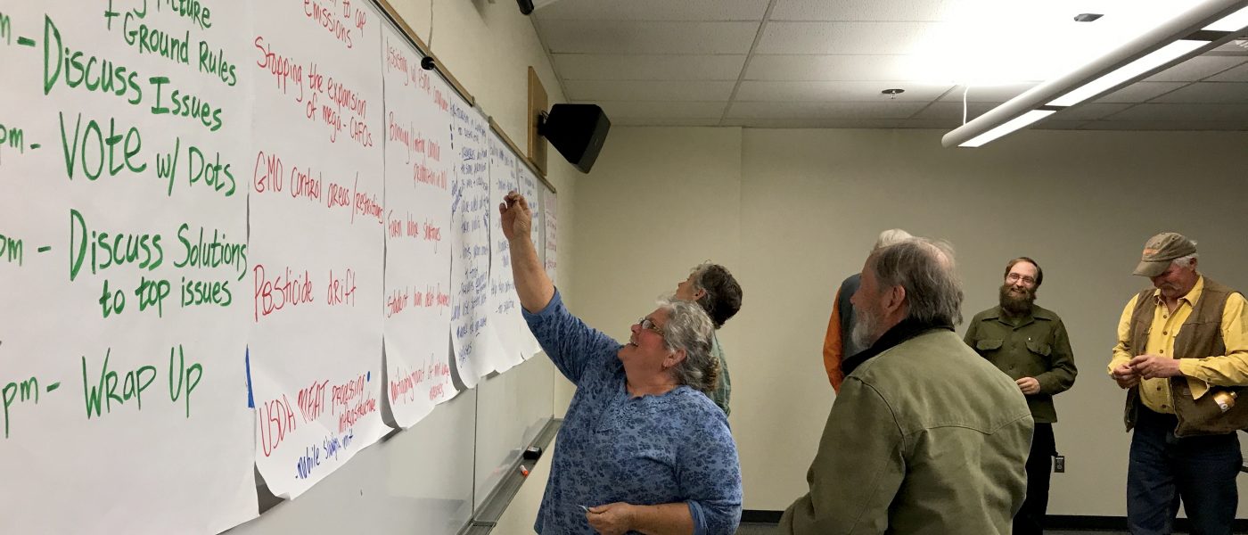 Farmers voting at a Eugene, OR listening session