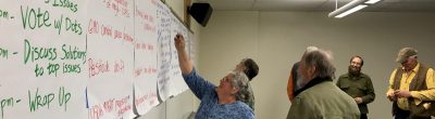 Farmers voting at a Eugene, OR listening session