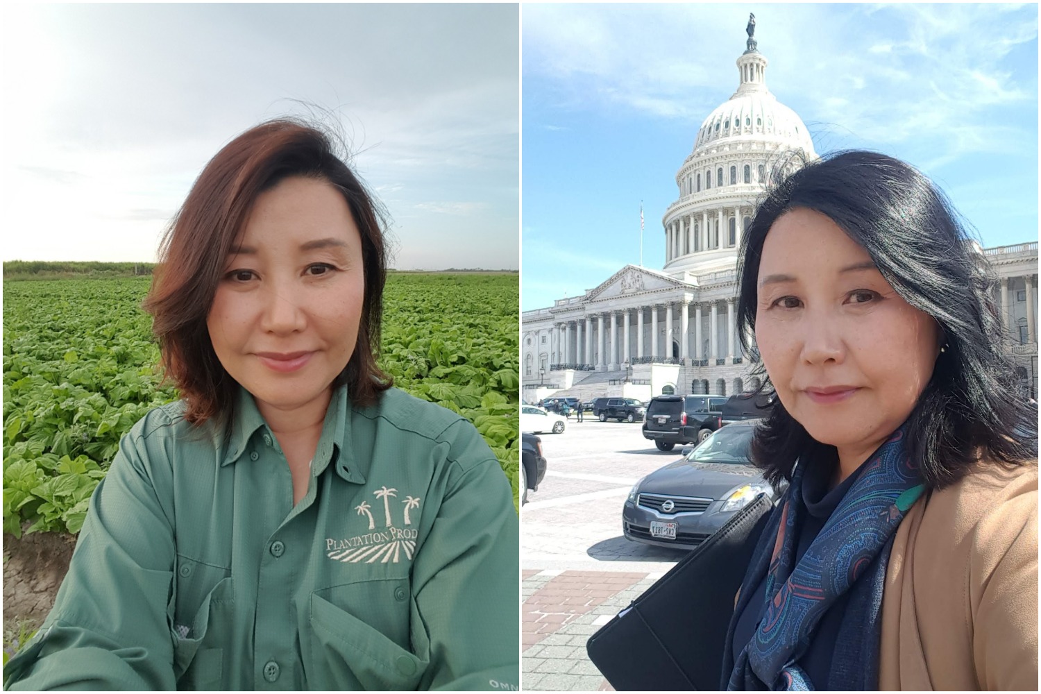 Lois Kim in the fields and at the capitol