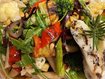 Brown Rice Pasta Salad with Grilled Vegetables