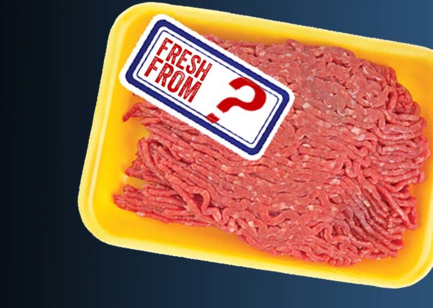 package of beef with label "Fresh From ???"