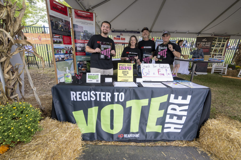 HeadCount booth at Farm Aid 2022