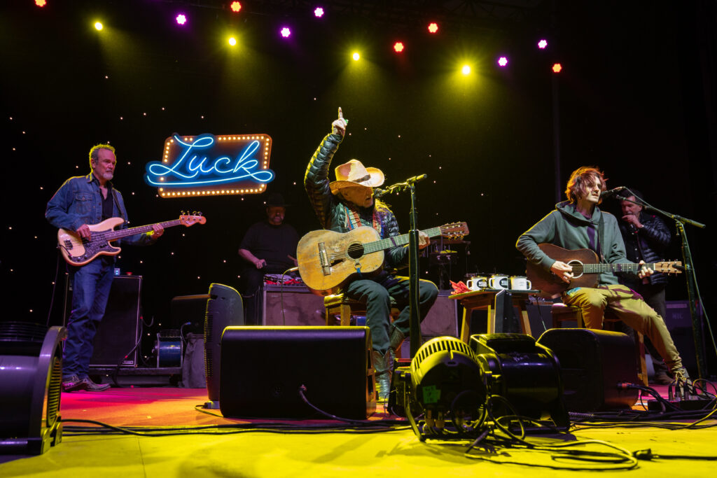 Willie Nelson performs with Micah Nelson at Luck Ranch on March 16, 2023