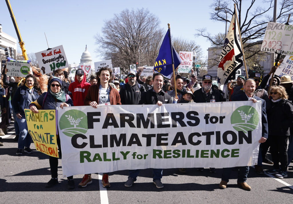 Farmers and activists march to the U.S. Capitol after the Farmers for Climate Action: Rally for Resilience