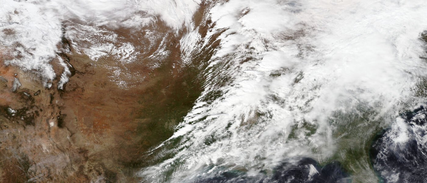 Satellite image of the storm system responsible for the tornado outbreak that occurred on March 31 through April 1, 2023