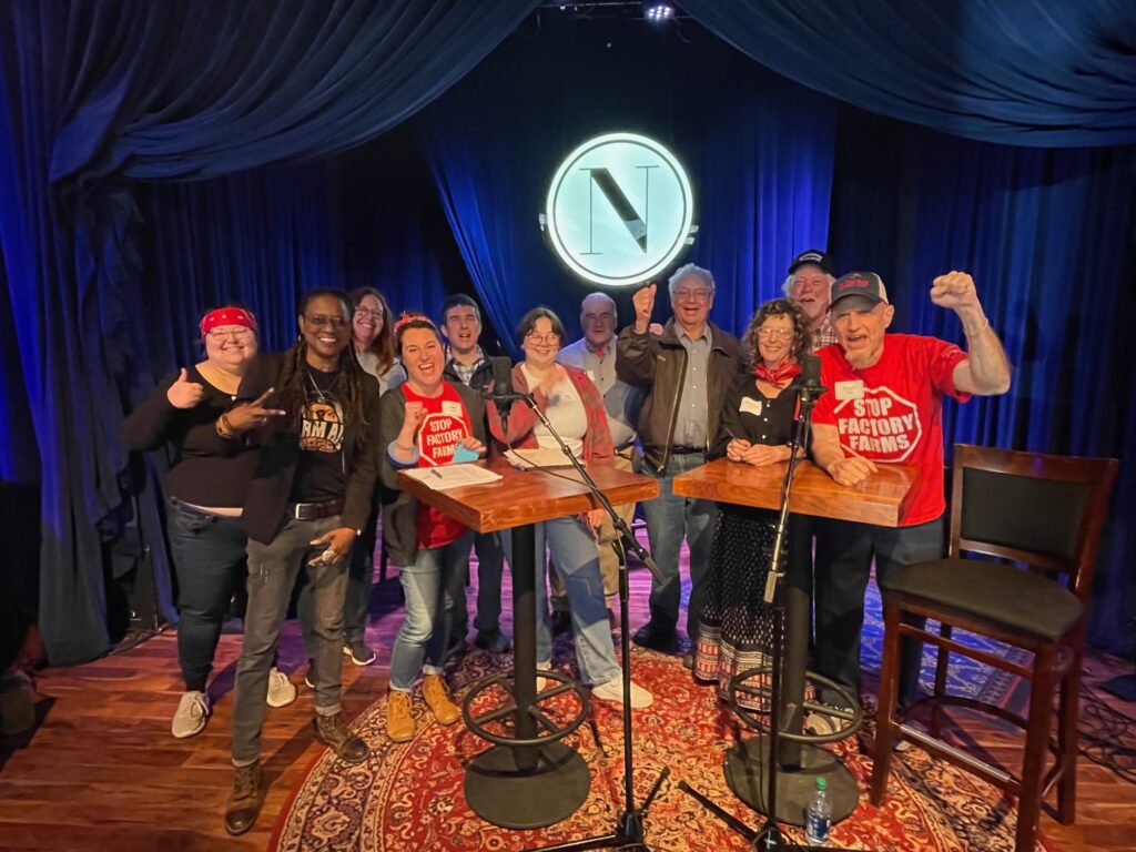 Farm Aid program director Shorlette Ammons and members of Iowa CCI and the Campaign for Family Farms and the Environment to celebrate Willie Nelson last weekend