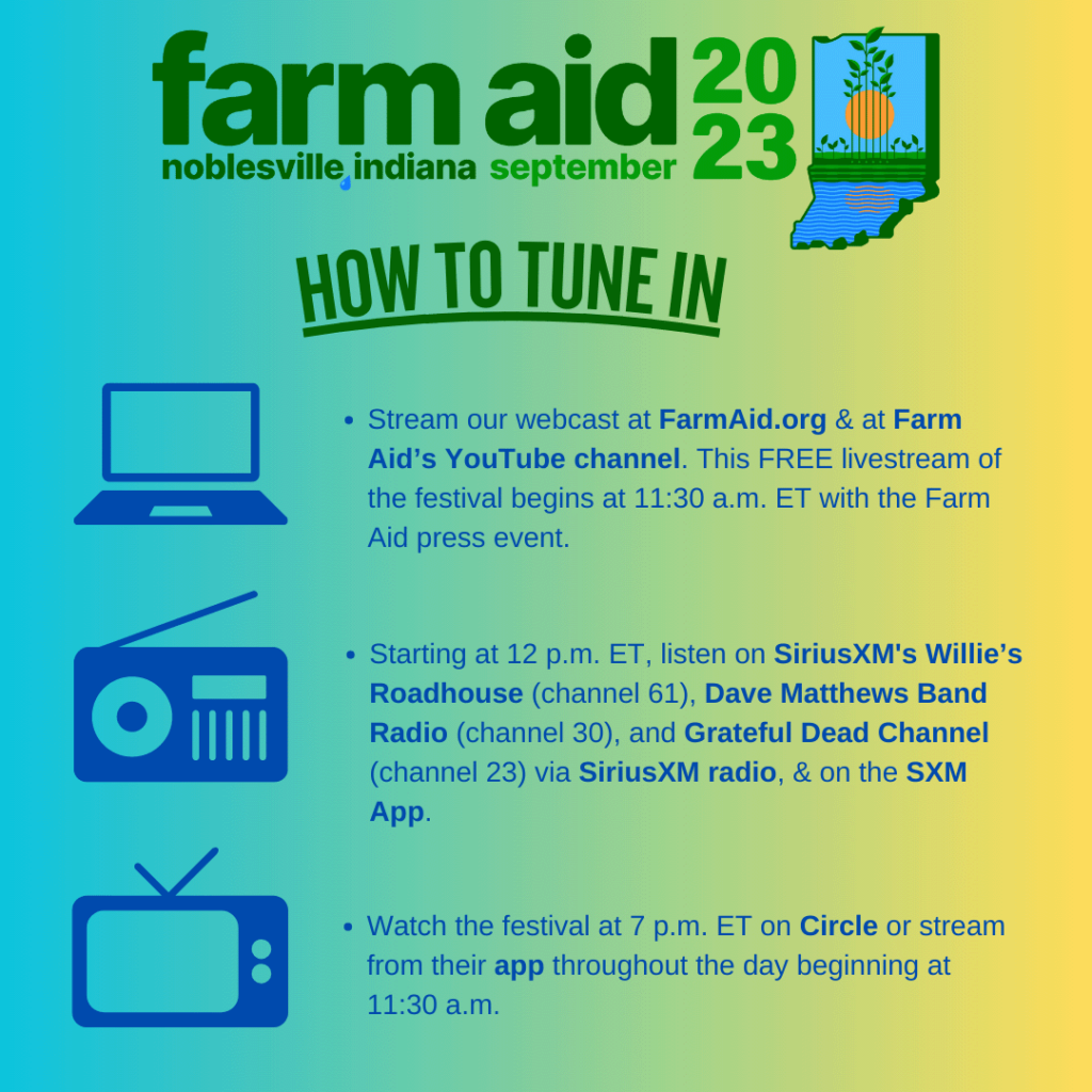 FARM AID 2023 - How to Tune In
