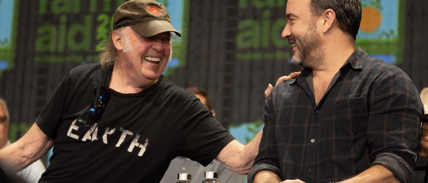 Neil Young and Dave Matthews at Farm Aid 2023. Photo © Brian Bruner / Bruner Photo