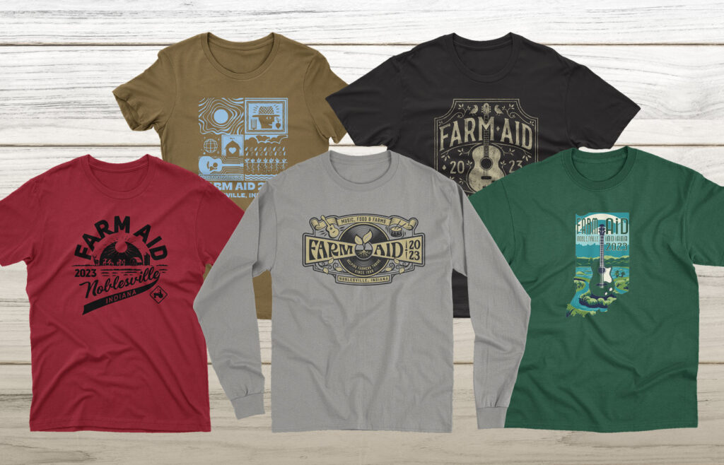 Farm Aid 2023 shirt collage