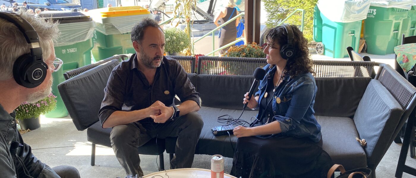 Dave Matthews recording an interview with Farm Aid staff members