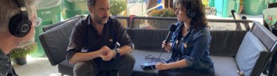 Dave Matthews recording an interview with Farm Aid staff members