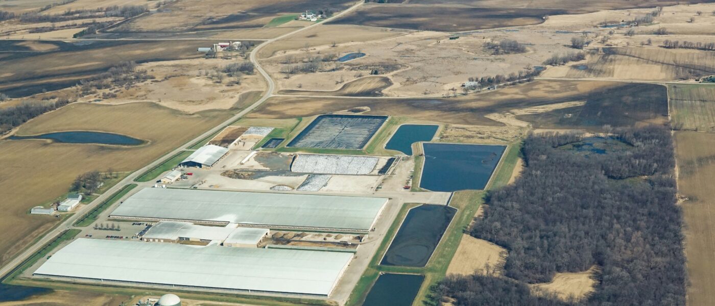 Aerial view of a CAFO in Wisconsin. These are the type of farms our partners are fighting. Photo by Amelia Bates on Unsplash