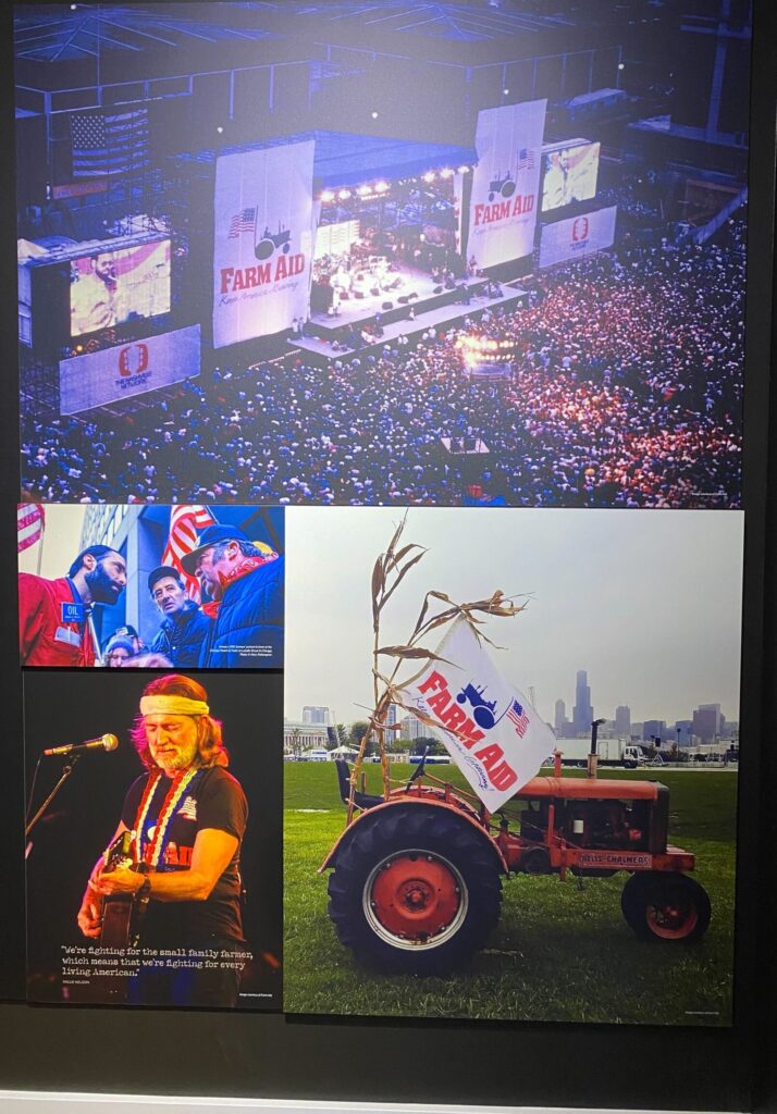 photo collage of Farm Aid exhibit